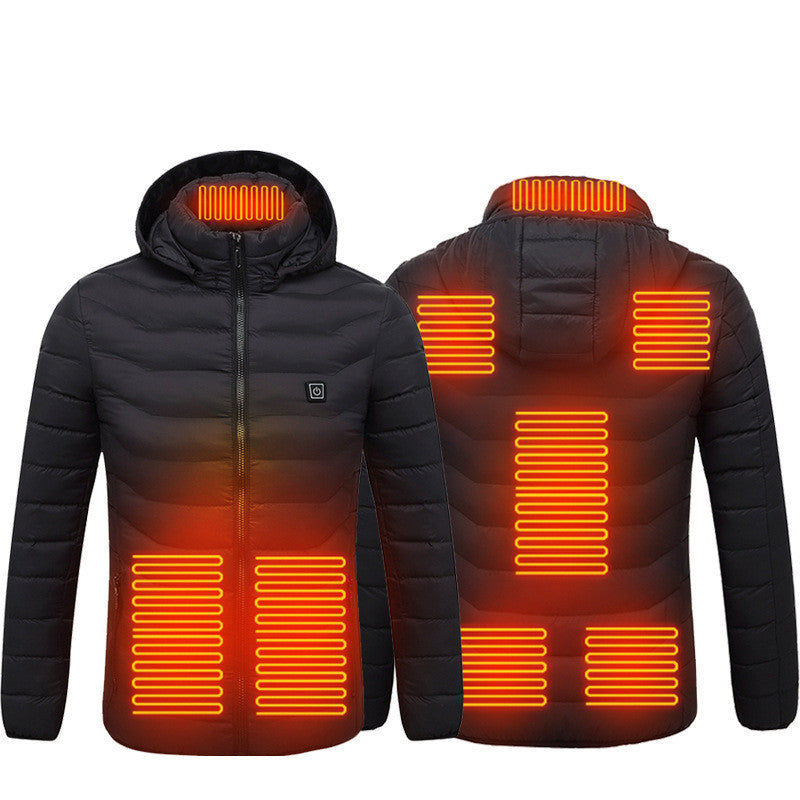 Men Heated Puffer Jacket Electric Heating Coat Insulated Hood Windbreaker Heat Zones
