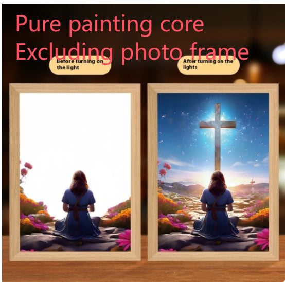 Jesus LED Light Painting Home Decoration Light Painting Photo Frame LED Night Light Room Decor Christmas Gifts Moon Lamp