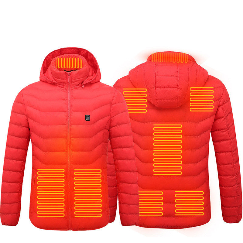 Men Heated Puffer Jacket Electric Heating Coat Insulated Hood Windbreaker Heat Zones