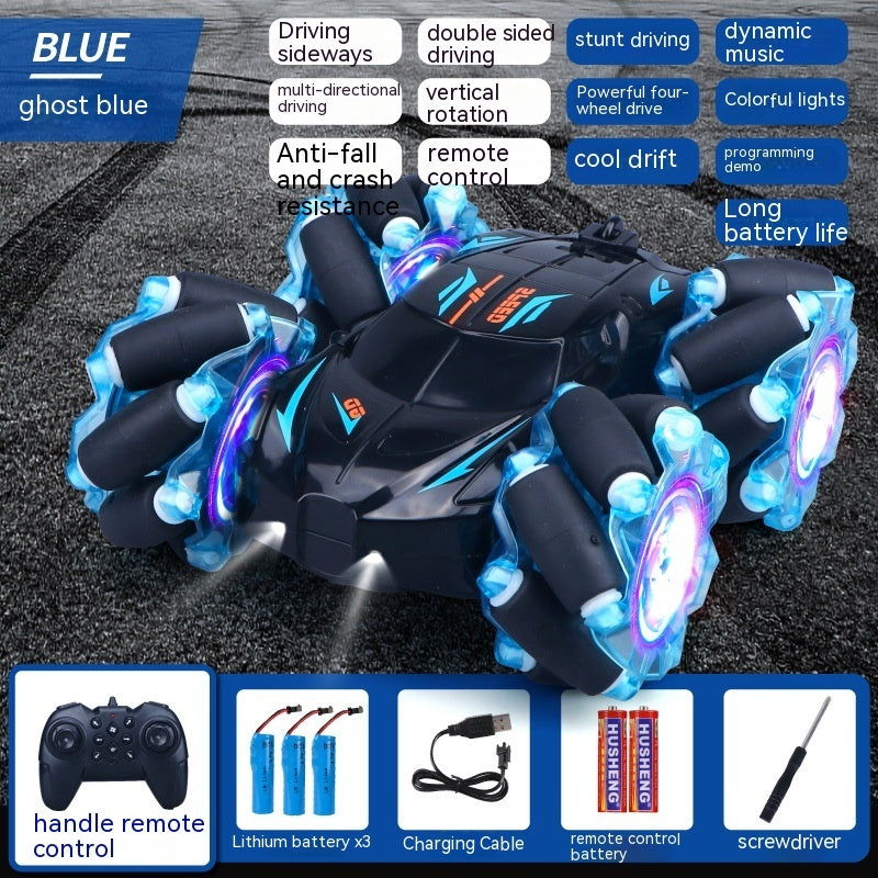 24G High-speed Wireless Remote Control Car Light Music Four-wheel Drive Double-sided Driving Flip Rotating Drift Car Stunt Car