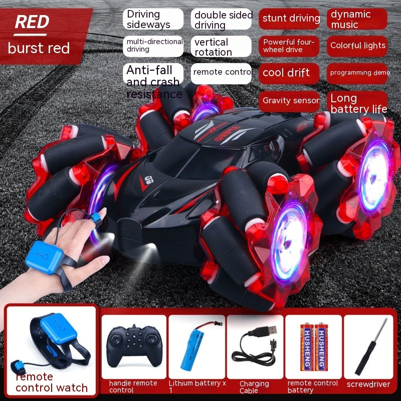 24G High-speed Wireless Remote Control Car Light Music Four-wheel Drive Double-sided Driving Flip Rotating Drift Car Stunt Car