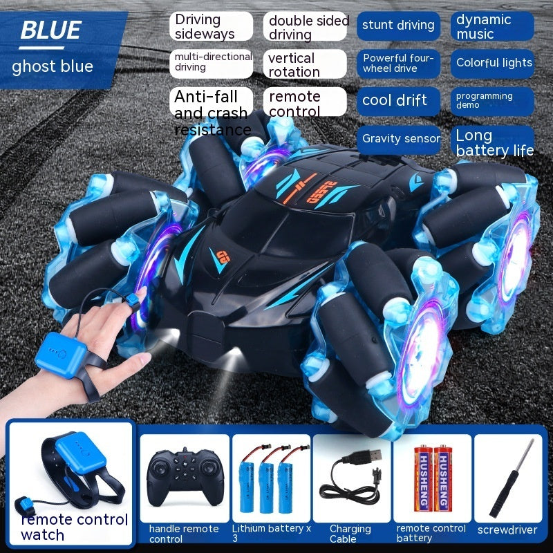24G High-speed Wireless Remote Control Car Light Music Four-wheel Drive Double-sided Driving Flip Rotating Drift Car Stunt Car