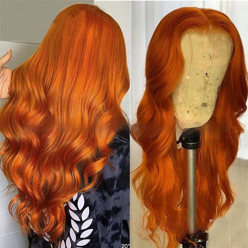 Ginger Body Wave Lace Front Wig In Stock Orange Big Wave Lace Headgear- Human hair- 8- 32inches