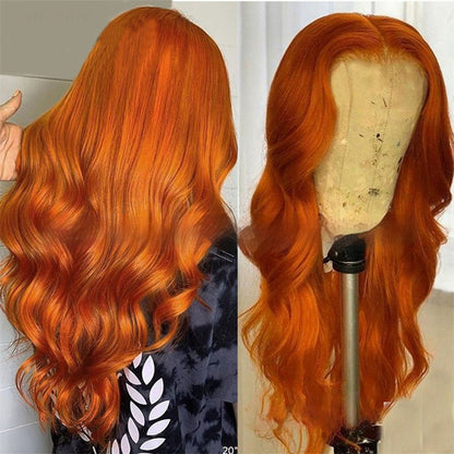Ginger Body Wave Lace Front Wig In Stock Orange Big Wave Lace Headgear- Human hair- 8- 32inches