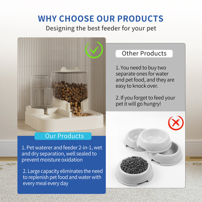 Transparent And Visible Pet Feeding And Drinking Dispenser, Automatically Refilling Food And Water, Caring For Every Moment, Allowing Owners To Travel Easily And Pets To Enjoy Worry Free Eating