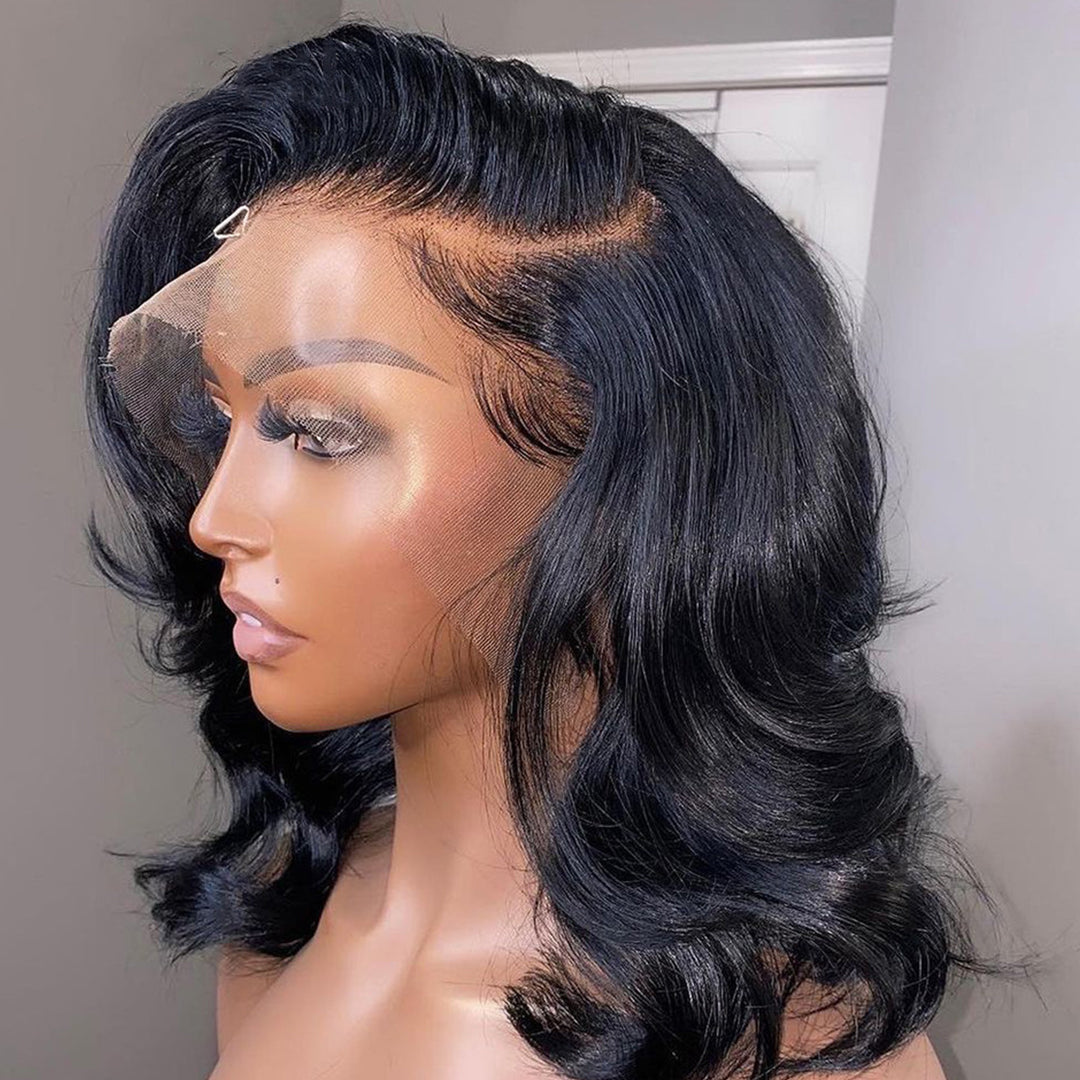 13X4 Lace Front Bob Wigs Brazilian-100% human hair-  Curlable, No shedding and No tangles