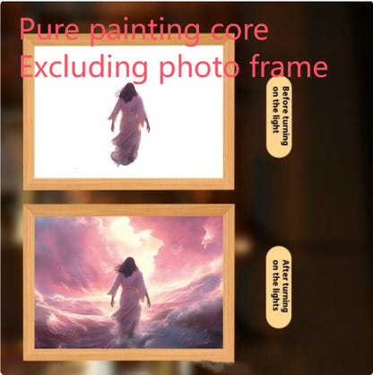 Jesus LED Light Painting Home Decoration Light Painting Photo Frame LED Night Light Room Decor Christmas Gifts Moon Lamp