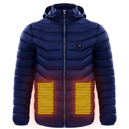 Men Heated Puffer Jacket Electric Heating Coat Insulated Hood Windbreaker Heat Zones