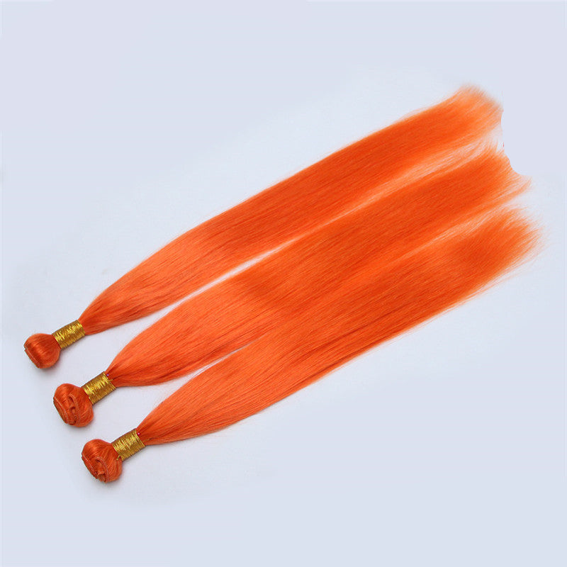 Color Human Hair Curtain Orange Hair Curtain- 100% human hair