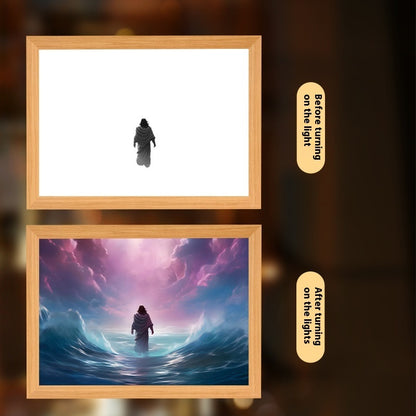 Jesus LED Light Painting Home Decoration Light Painting Photo Frame LED Night Light Room Decor Christmas Gifts Moon Lamp