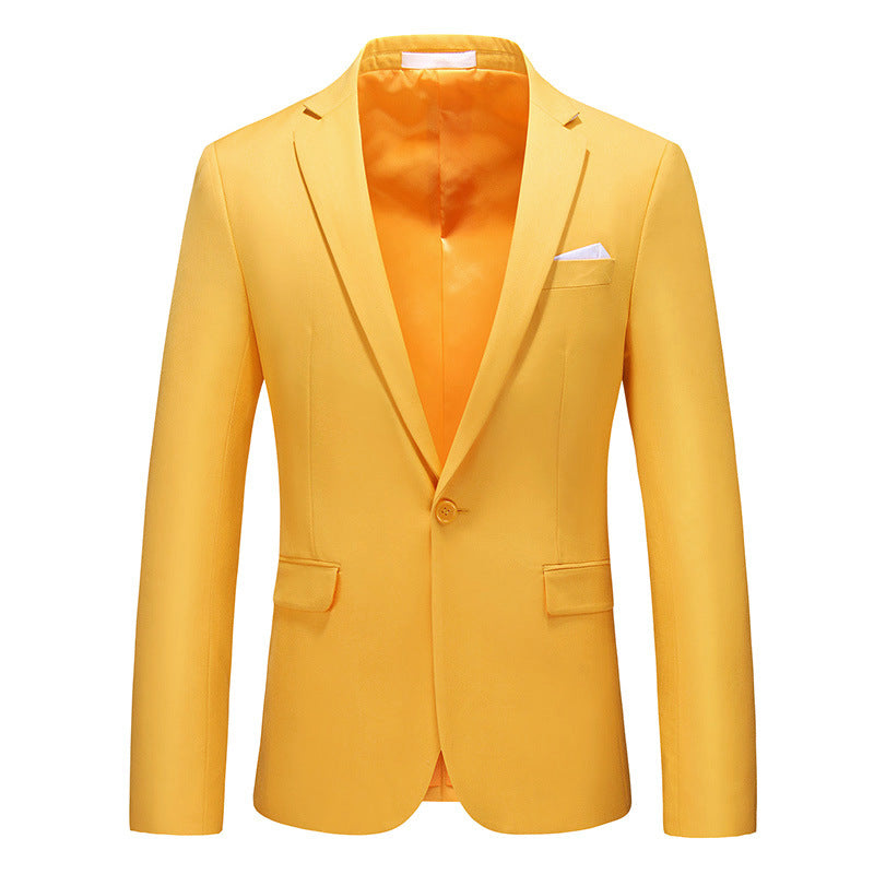 Navy Slim Fit Casual Business Jacket---Men's Korean-style Slim-fit Business Suit Jacket