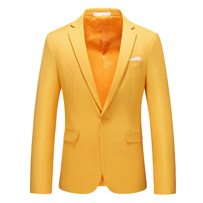 Navy Slim Fit Casual Business Jacket---Men's Korean-style Slim-fit Business Suit Jacket