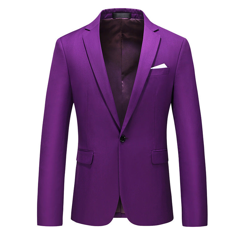 Navy Slim Fit Casual Business Jacket---Men's Korean-style Slim-fit Business Suit Jacket