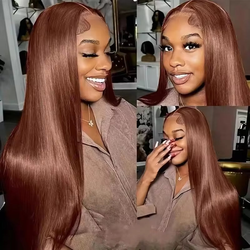 13x4 HD Lace Front Wig, Human Hair, Natural Brazilian Brown Wig, Women's Unprocessed Virgin Hair Wig- 16-24 inches