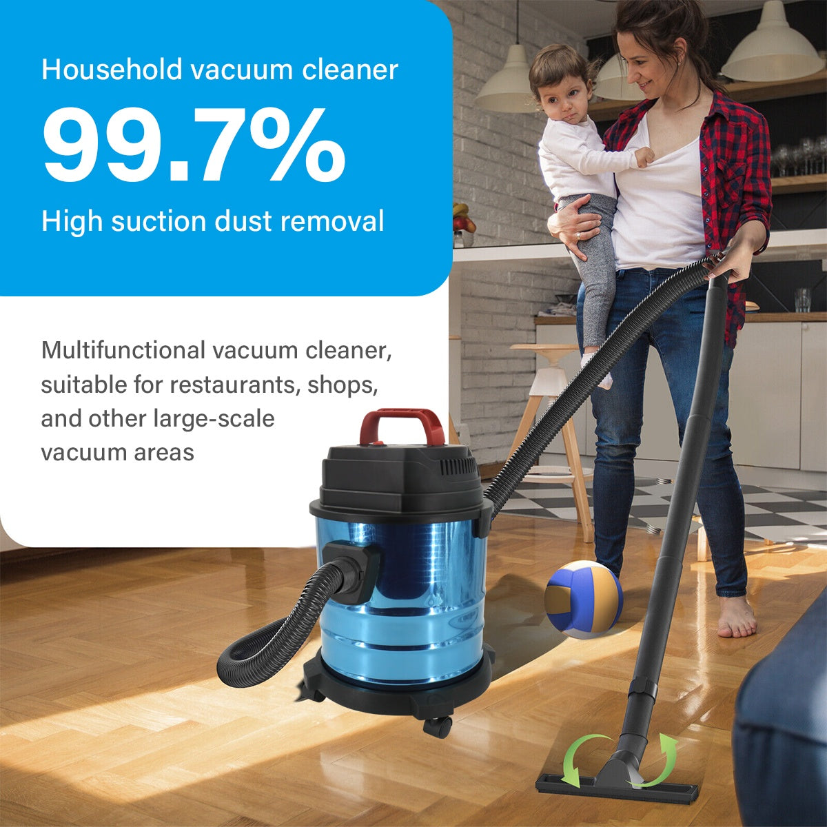 19000Pa Vacuum Cleaner Wet And Dry 20L Cylinder Powerful Compact Blower Cleaner