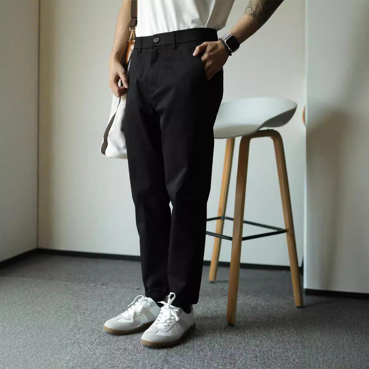 Slim Fit Men's Business Casual Wear----Casual Business Men's Slim-fit Cropped Trousers/Pants