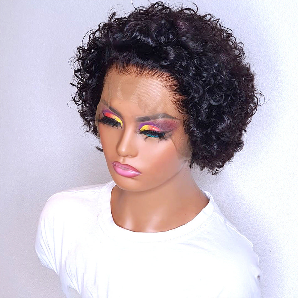 Daily Wear Black Wig Lace Hair Cover-Pixie Wig- Human hair