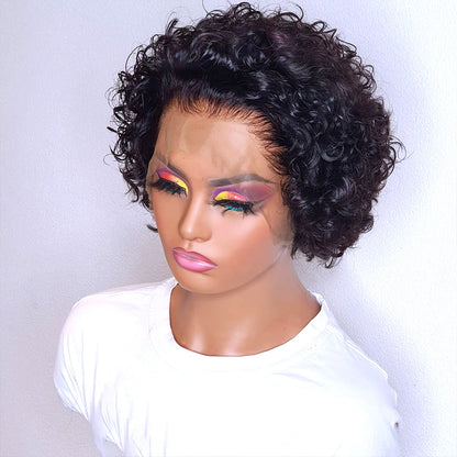 Daily Wear Black Wig Lace Hair Cover-Pixie Wig- Human hair