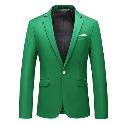 Navy Slim Fit Casual Business Jacket---Men's Korean-style Slim-fit Business Suit Jacket