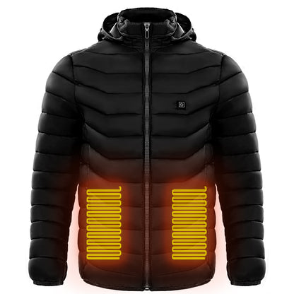 Men Heated Puffer Jacket Electric Heating Coat Insulated Hood Windbreaker Heat Zones