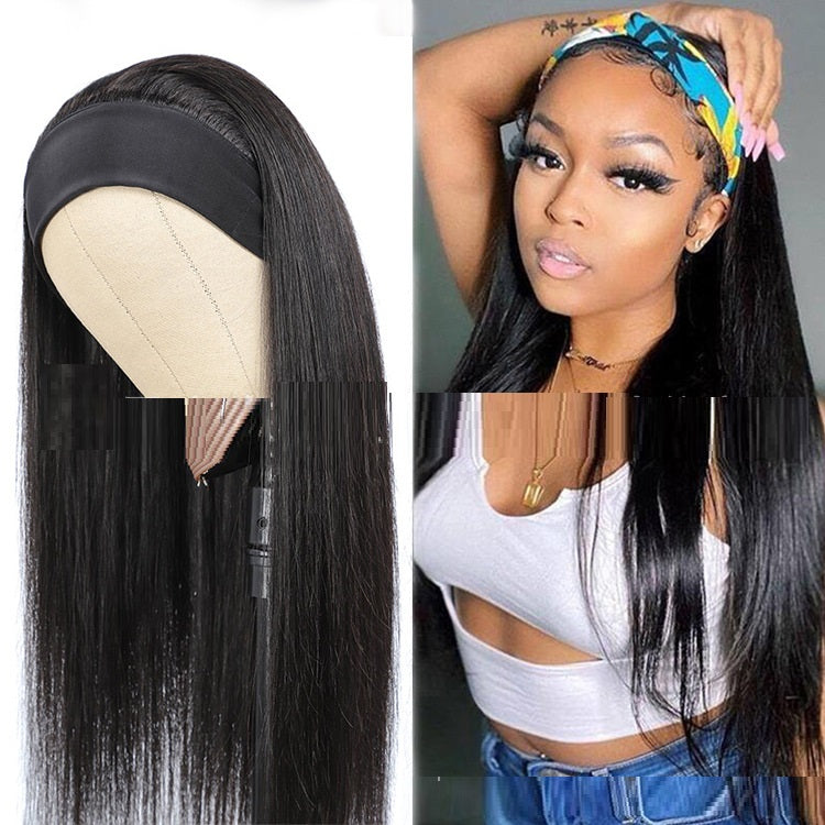Human Hair Straight Strip Mechanism Headband- 10-28 inches