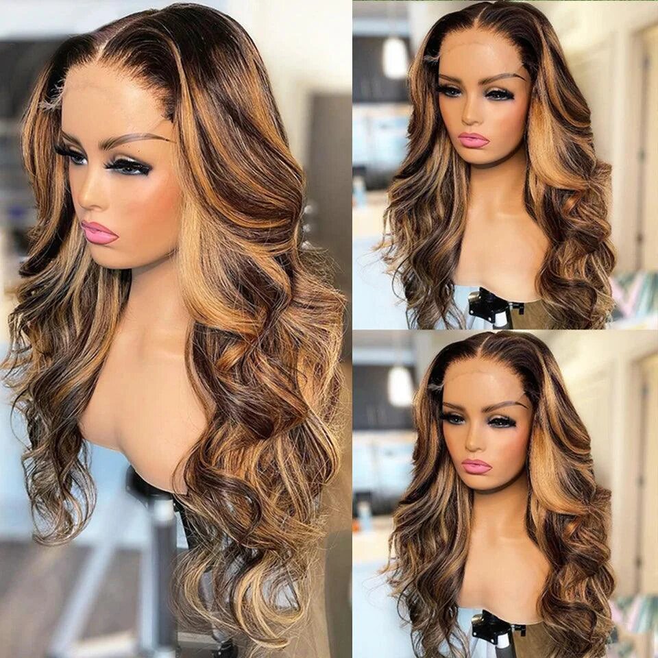 13x4 Lace Frontal Human Hair Wig P4 27 Body Wave Density- No Tangle, No Shedding, Cuticle Aligned