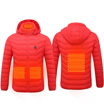Men Heated Puffer Jacket Electric Heating Coat Insulated Hood Windbreaker Heat Zones
