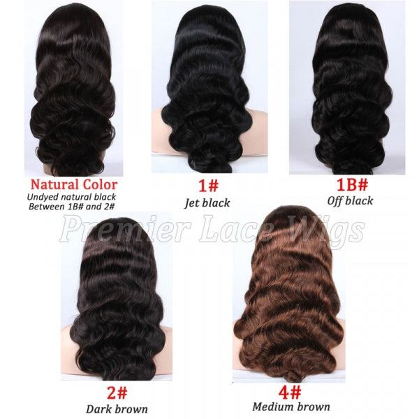 13x5 Lace Front Body Wave Middle Part Human Hair Wig Natural Color Density 12-22 inches