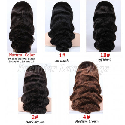 13x5 Lace Front Body Wave Middle Part Human Hair Wig Natural Color Density 12-22 inches