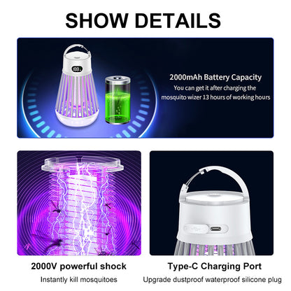 Digital Display Mosquito Killer Lamp Electric Shock Mosquito Trap Light Radiation-less Insect Repellent Trap For Bedroom Outdoor Summer Gadgets