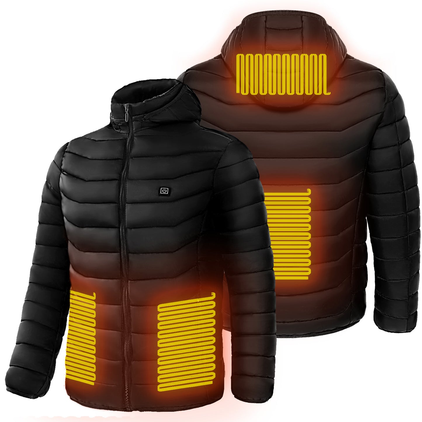 Men Heated Puffer Jacket Electric Heating Coat Insulated Hood Windbreaker Heat Zones