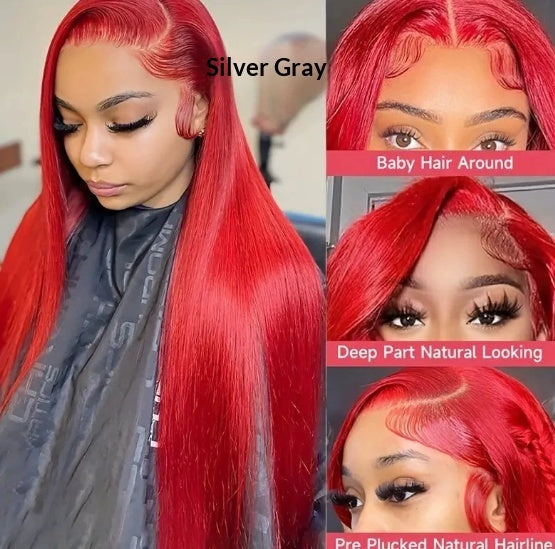 Front-lace Black Middle-parted Long Straight Hair For Women fluffy Natural And Stylish Full Wig 18-32 inches