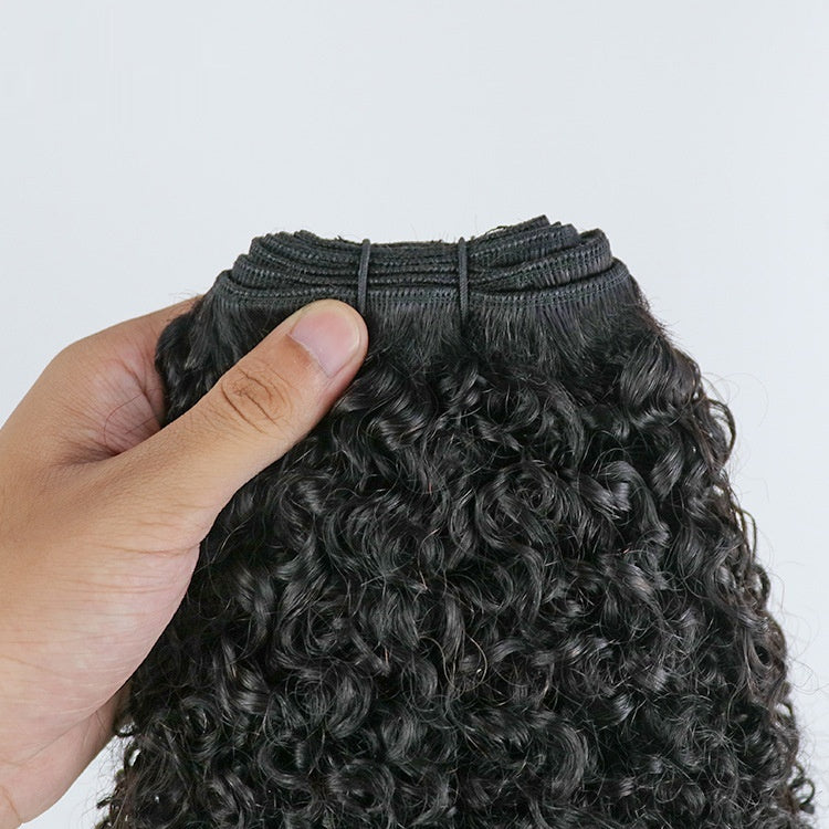 4mm Curly Human Hair Weft- 10-28 inches