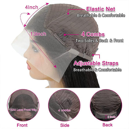 13x4 Lace Front Human Hair Wigs Natural Color Body Wave Density 12-30 inches