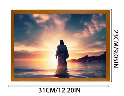 Jesus LED Light Painting Home Decoration Light Painting Photo Frame LED Night Light Room Decor Christmas Gifts Moon Lamp
