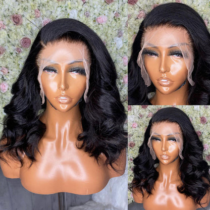 13X4 Lace Front Bob Wigs Brazilian-100% human hair-  Curlable, No shedding and No tangles