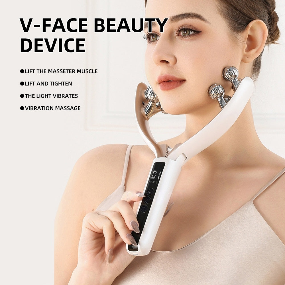 Home V-Roller EMS Microcurrent Electric Smart Red And Blue Dual-Wave Roller Massager Face Slimming Instrument Ems Micro Current Face Slimming Massager