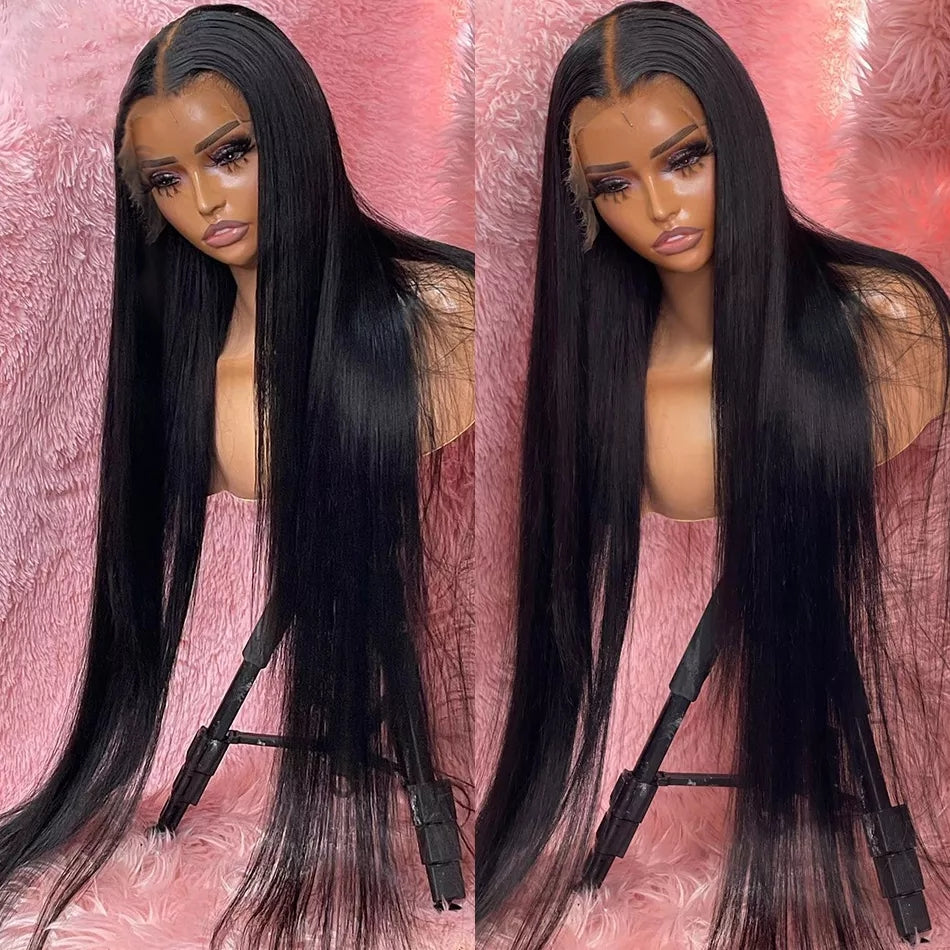 Transparent Lace Front Human Hair Wigs Brazilian Straight- 14-28 inches