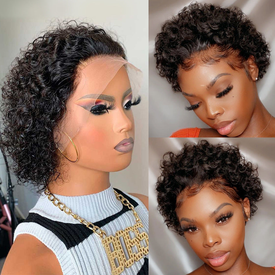 Daily Wear Black Wig Lace Hair Cover-Pixie Wig- Human hair