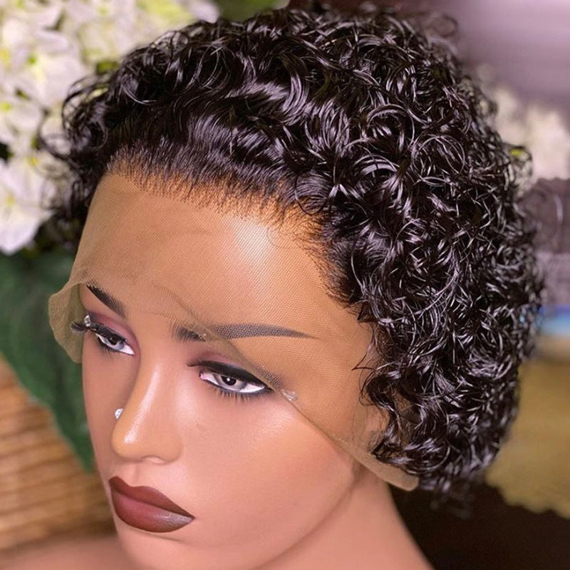 Daily Wear Black Wig Lace Hair Cover-Pixie Wig- Human hair