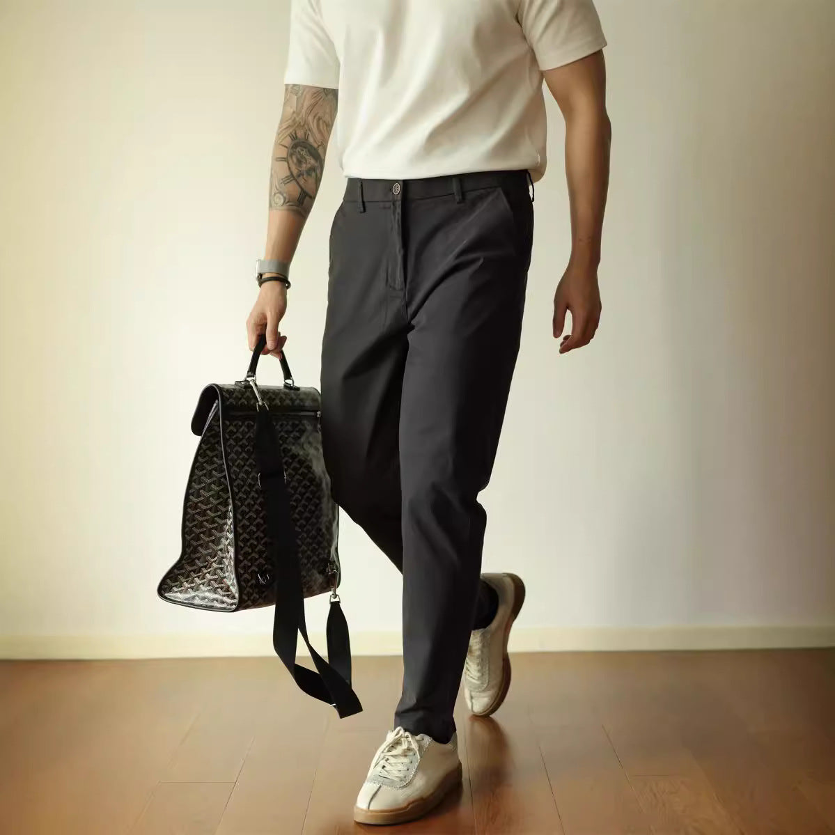 Slim Fit Men's Business Casual Wear----Casual Business Men's Slim-fit Cropped Trousers/Pants