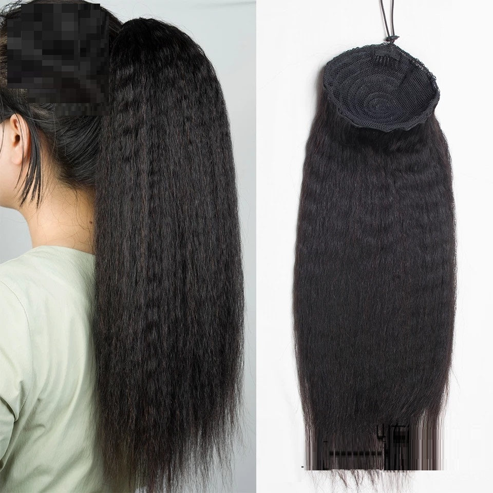 Ladies Bandage Real Hair Ponytail Corn-beard Piece- Human Hair