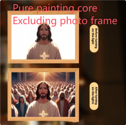 Jesus LED Light Painting Home Decoration Light Painting Photo Frame LED Night Light Room Decor Christmas Gifts Moon Lamp