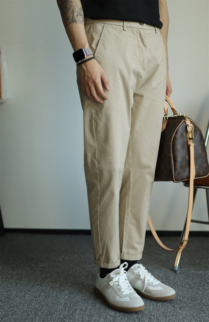 Slim Fit Men's Business Casual Wear----Casual Business Men's Slim-fit Cropped Trousers/Pants