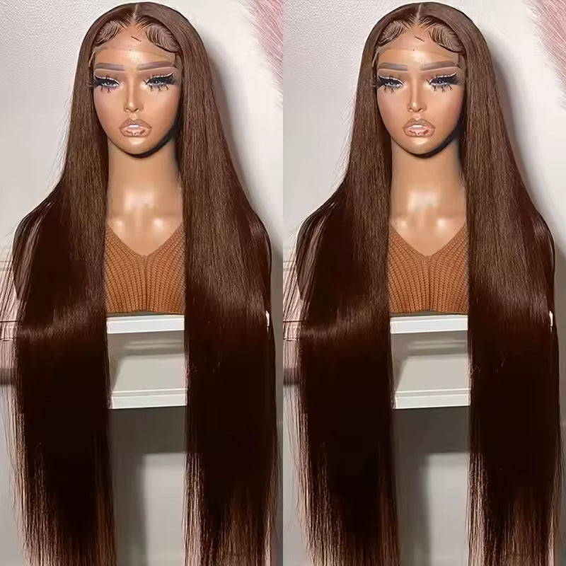 13x4 HD Lace Front Wig, Human Hair, Natural Brazilian Brown Wig, Women's Unprocessed Virgin Hair Wig- 16-24 inches