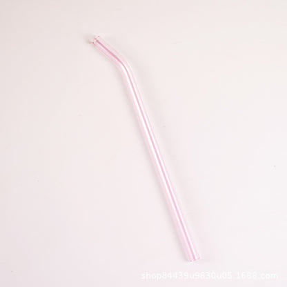 Colored High Borosilicate Environmentally Friendly Heat-resistant Curved Glass Straws