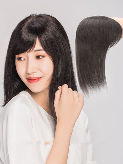 Oblique Bangs Wig Female Natural And Seamless Patch On The Top Of The Head