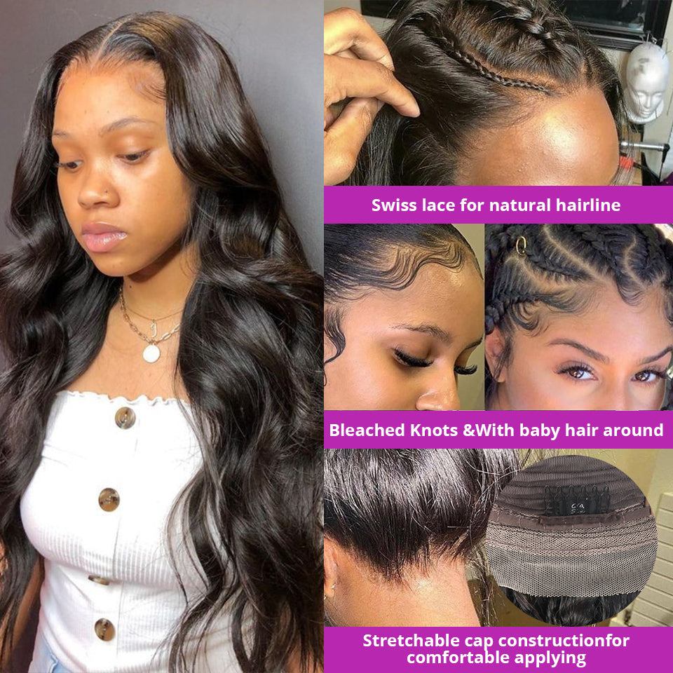 Inch Body Wave Lace Front Human Hair Wigs Peruvian Look 8-36 inches