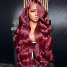 13x6 Human Hair Lace Wig, High-Definition Burgundy Lace Wig, Human Hair With Aligned Cuticle Layer, Indian Hair Wig- 14-28 inches