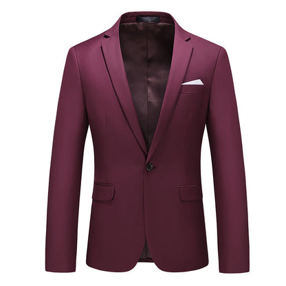 Navy Slim Fit Casual Business Jacket---Men's Korean-style Slim-fit Business Suit Jacket